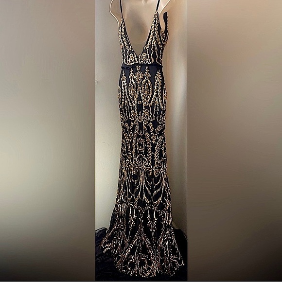 Brand new Narianna Black and gold sequin Quinceanera Prom Formal ballgown - Picture 8 of 11